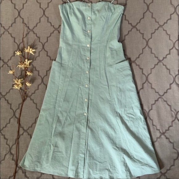 NWT-Theory Chic, Classic Beauty Wardrobe Staple! Sky Blue Button Front Day Dress - Picture 2 of 16